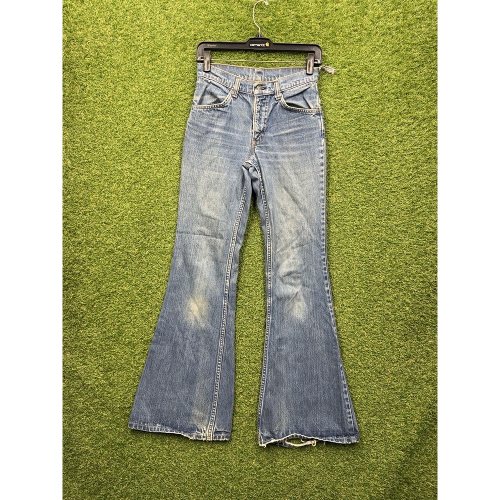 Vintage 70s Levis 684 Jeans Womens 25x32 Blue Flare Bootcut Flare Orange Tab